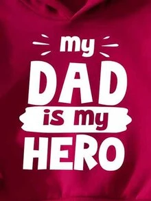 男嬰字母「My Dad Is My Hero」連帽衛衣與慢跑褲套裝，紅黑配色（1套）秋冬款 - 彩色 - 查看 6