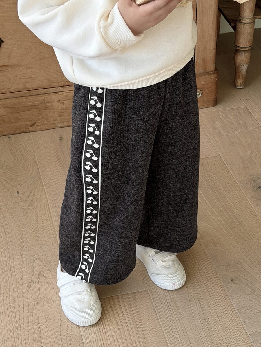 Dazy Kids Infant/Toddler (Girl) Solid Color Korean Style Printed Casual Bottoms - Coffee Brown - View 1