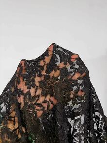 SHEIN Glamour ملابس علوية نسائية من الدانتيل مثيرة متعددة الاستخدامات للمواعيد والخروجات - الأسود - مشاهدة 7
