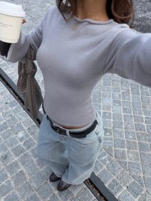 Muchica Grey Women's Fitted Versatile Sweater - Grey - View 8