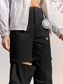 In My Nature 女款可拆卸拉鍊休閒登山長褲 - 黑色 - 查看 7