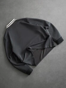 Manfinity Roghcode 男士字母圖案休閒日常長袖 Polo 衫 - 深灰色 - 查看 2