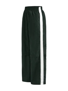 SHEIN Cheerettes 女款純色百褶休閒百搭日常旅行運動長褲 黑白色 寬鬆版型 寬腿 側條紋 鬆緊腰 雙口袋 - 墨綠色 - 查看 5