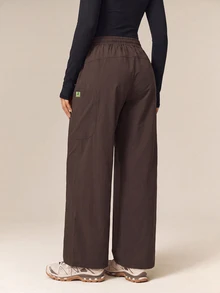 OutZeal Women Outdoor Pants Hiking Camping Elastic Waist Wide Leg Cargo Pants - Coffee Brown - View 3