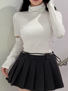 FRIFUL Women's Solid Color Casual Versatile Daily T-Shirt - White - View 3