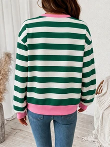 Tween Girls Casual Crew Neck Drop Shoulder Sweatshirt With Cartoon Pattern, Suitable For Autumn/Winter - Multicolor - View 2