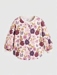 SHEIN 女童針織花卉圓領寬鬆休閒T恤與長褲兩件套 - 彩色 - 查看 5