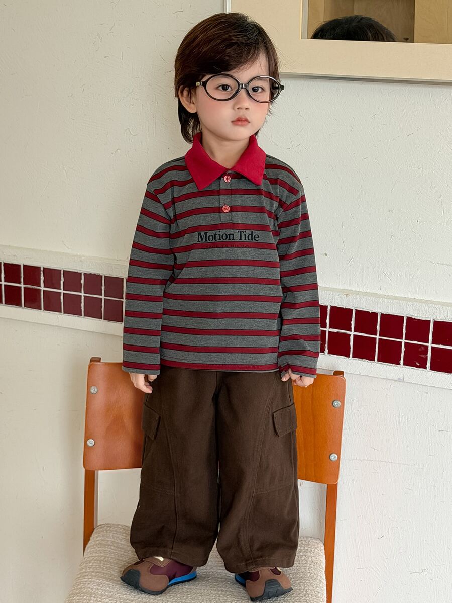 Dazy Kids ملابس علوية قصيرة الأكمام كاجوال بلون موحد برقبة دائرية للصيف للأطفال الرضع (أولاد) - الأحمر - مشاهدة 1
