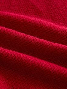 ROMWE MEN Men's Motorcycle Style Streetwear Colorblock Pullover Embroidered Sweater - Red - View 5