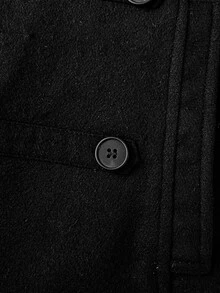 Elamini Women's Cinched Waist Long Sleeve Stand Collar Overcoat - Black - View 9