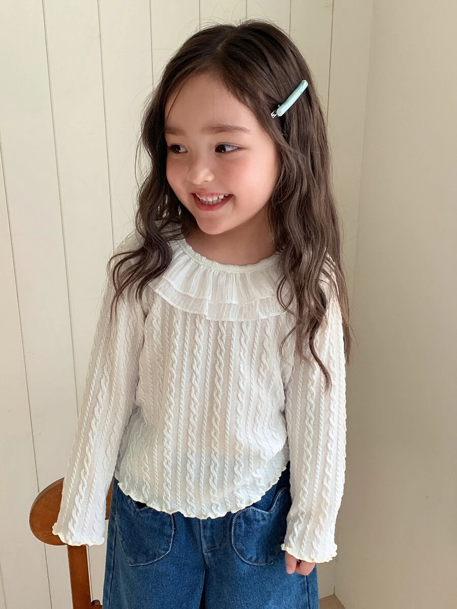 Dazy Kids Infant/Toddler (Girl) Round Neck Long Sleeve Autumn/Winter Korean Style Top - Apricot - View 1