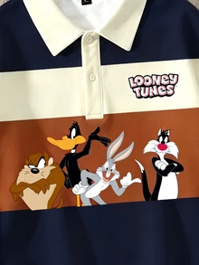 LOONEY TUNES X SHEIN Daypath Sweatshirt Lengan Panjang Kasual Pria Motif Kartun untuk Sehari-hari - MultiWarna - View 3
