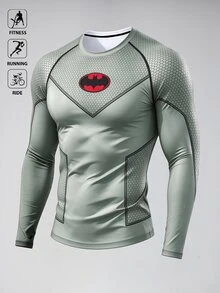 BATMAN X SHEIN 男士字母圖案休閒日常旅行運動T恤 - 黑色 - 查看 4