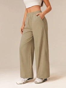 OutZeal Women Sports Pants Gym Workout Water-Resistant Lightweight Elastic Waist Straight Leg Pants - Khaki - View 5