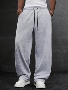 SLATEMANN Men's Autumn/Winter Drawstring Waist Pocket Running Sweatpants - Grey - View 3