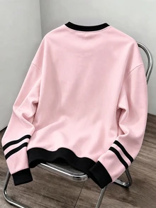 LOONEY TUNES X SHEIN Daypath Men's Cartoon Graphic Print Crew Neck Long Sleeve T-Shirt - Pink - View 2