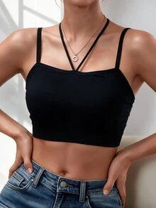Eassivo Women's Solid Color Casual Daily Sports Bra - Black - View 4