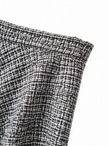 SHEIN Clasi تنورة أنيقة من التويد بقصة A-خط مقاس كبير مع أزرار زخرفية أمامية - متعدد الألوان - مشاهدة 5