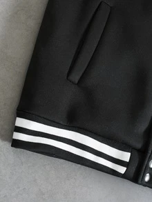 Manfinity Hypemode 男士休閒毛巾刺繡棒球夾克印花外套 - 黑色 - 查看 5