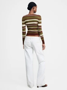 ATUI Studio Women's Retro Striped Knit Sweater | #FallFashion #Y2KStyle #CozyLayers #OfficeChic #HolidayOutfit #VintageStyle #OOTD - Multicolor - View 6
