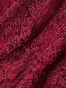 SHEIN 青少年女孩露肩蕾絲 2 合 1 喇叭袖不對稱長袖上衣 - 酒紅色 - 查看 11