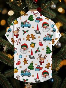 Manfinity Homme Men's Christmas Pattern Print Shirt, Versatile Holiday Wear - Multicolor - View 2