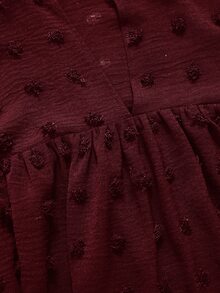 Rusticease 大尺碼女款純色休閒百搭日常穿著襯衫 秋季 - 酒紅色 - 查看 8