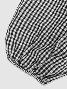 SHEIN CURVE+ Plus Size Textured Plaid Pleated Versatile Shirt - Black and White - View 4