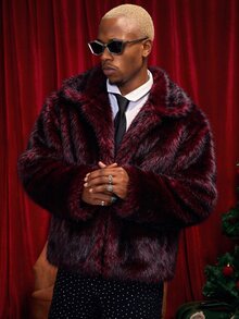 Manfinity Roghcode Men's Fashion Versatile Winter Faux Fur Coat - Purple - View 8