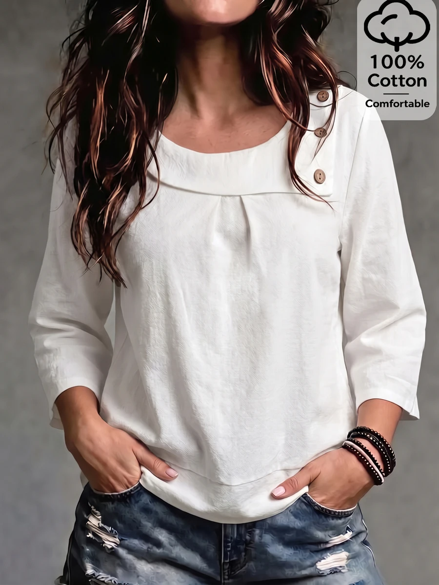 SHEIN LUNE Women's Minimalist Button-Down Versatile Shirt For Daily Wear - White - View 1