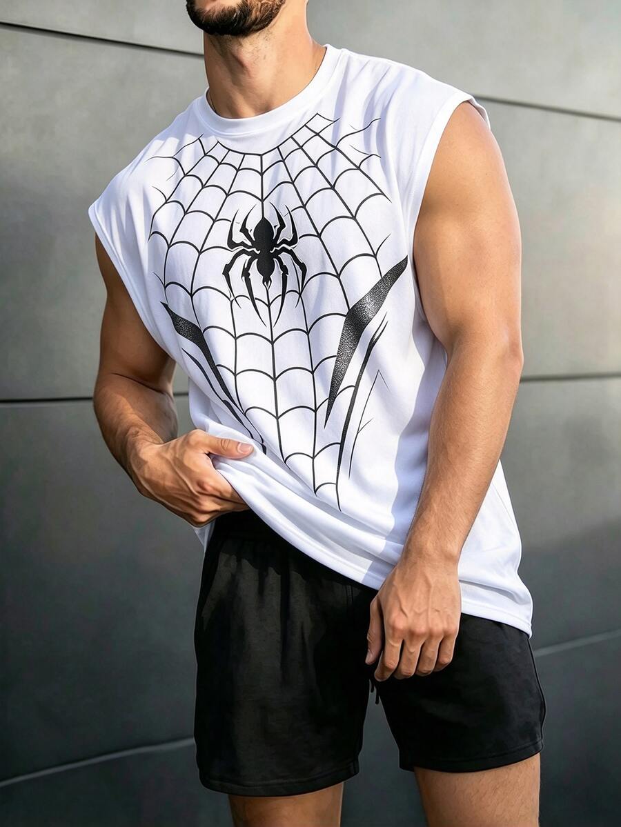 Gym Rark 反光線條極簡印花健身無袖背心 男款運動肌肉訓練跑步寬鬆版型T恤,健身房,Feel,運動風 - 彩色 - 查看 1
