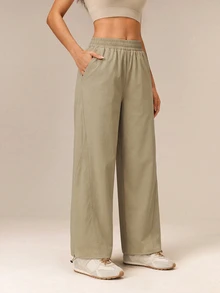 OutZeal Women Sports Pants Gym Workout Water-Resistant Lightweight Elastic Waist Straight Leg Pants - Khaki - View 4