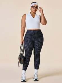 SHEIN Rhythm Era Casual Versatile Plus Size Black Line Design Slim Fit Flattering Sports Long Pants - Multicolor - View 6