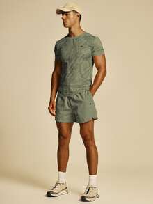 Musero Sport 輕量聚酯纖維健身短褲 後方拉鍊口袋 春夏必備運動健身服 - 軍綠色 - 查看 2