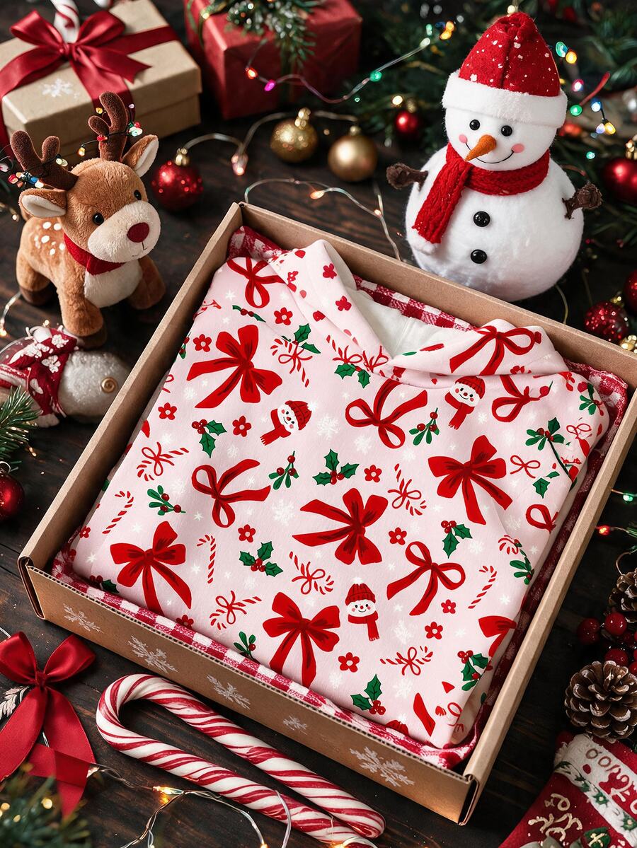Young Girl Christmas Snowman Print Long Sleeve Sweatshirt - Multicolor - View 1