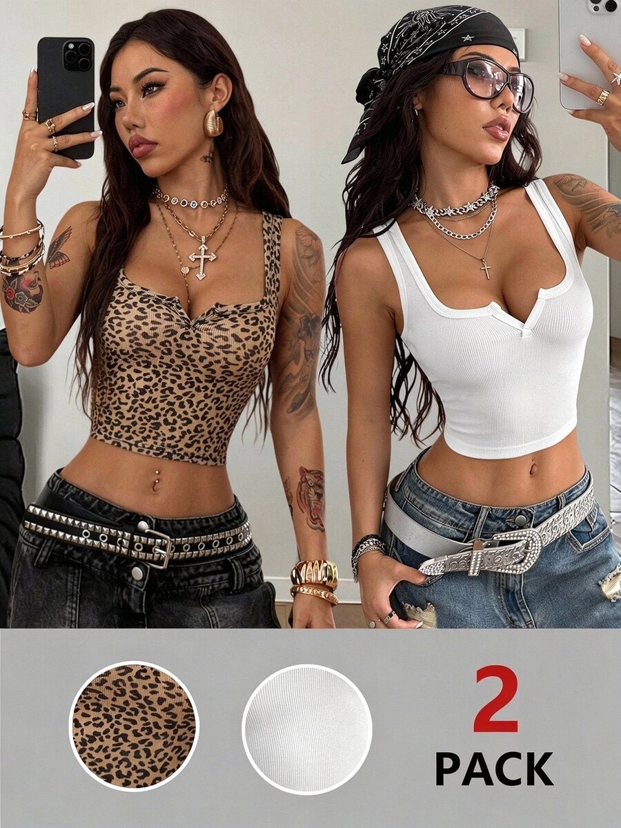 SHEIN Velisys 2 Potong Kaos dan Tank Top Olahraga Wanita - MultiWarna - View 1