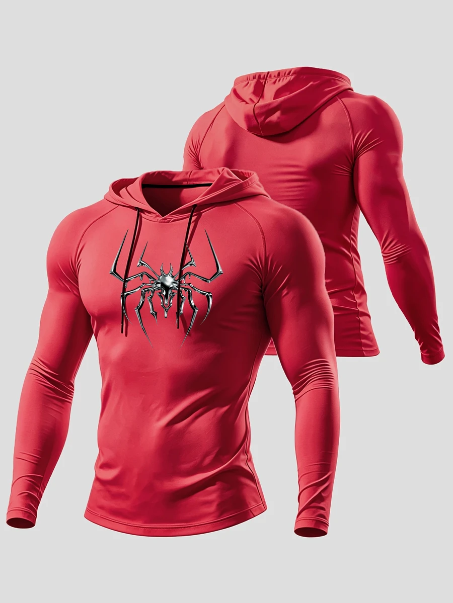 Gym Rark Men's Hooded Long Sleeve Printed Casual Sports Sweatshirt, Gym - Red - View 1