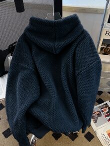 GlowEve 秋冬新款高端小眾毛茸茸抓絨連帽衛衣女款秋季衣物 - 寶藍色 - 查看 2