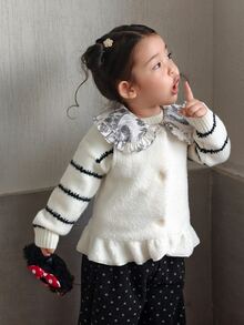 Dazy Kids Infant (Girl) Plush Lapel Floral Sleeveless Vest - Beige - View 9