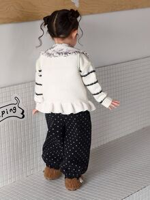 Dazy Kids Infant/Toddler (Girl) Loose Polka Dot Mesh Korean Style All-Over Print Bottoms - Black - View 2