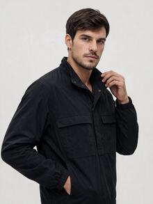 TekDrob Water Proof Utility Anorak With Oversized Fit - Black - View 6