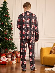 Notgurli Men's All-Over Print Santa Claus Long Sleeve Top And Pants Set - Multicolor - View 2