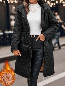 SHEIN Clasi 女款保暖內裡加厚外套，溫暖舒適，秋冬款 - 黑色 - 查看 2
