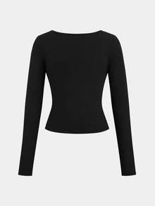 SHEIN 少女蕾絲拼接休閒日常穿著襯衫 - 黑色 - 查看 3