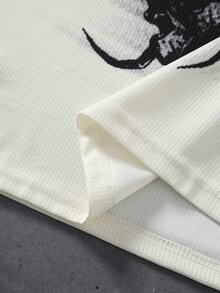 ROMWE MEN Street Life Áo thun nam cổ tròn dáng rộng in chữ và rết - trắng - Xem 7