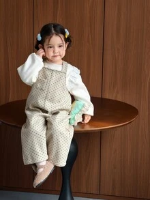 Dazy Kids Infant (Girl) Polka Dot Korean Style Autumn/Winter One-Piece Bodysuit - Beige - View 8