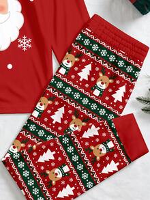 Manfinity Homme Men's Christmas Pattern Print Top And Pants Pajama Set For Home Wear - Multicolor - View 5