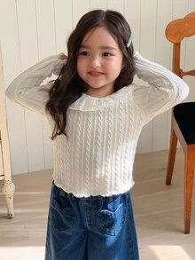 Dazy Kids Infant/Toddler (Girl) Round Neck Long Sleeve Autumn/Winter Korean Style Top - Apricot - View 4