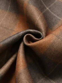 Holdful Holdful Winter Clothes Women's Brown Grey Plaid Wool Blend Coat, Notched Collar, Double Breasted Button - Multicolor - View 10