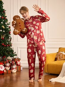 Notgurli Christmas Men's Long Sleeve Top And Pants Casual Daily Loungewear Set - Multicolor - View 5
